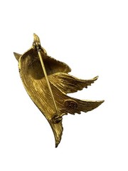 Lind Gal Scottie Dog Scottish Terrier Head Brooch Gold Tone Red Eyes Signed
