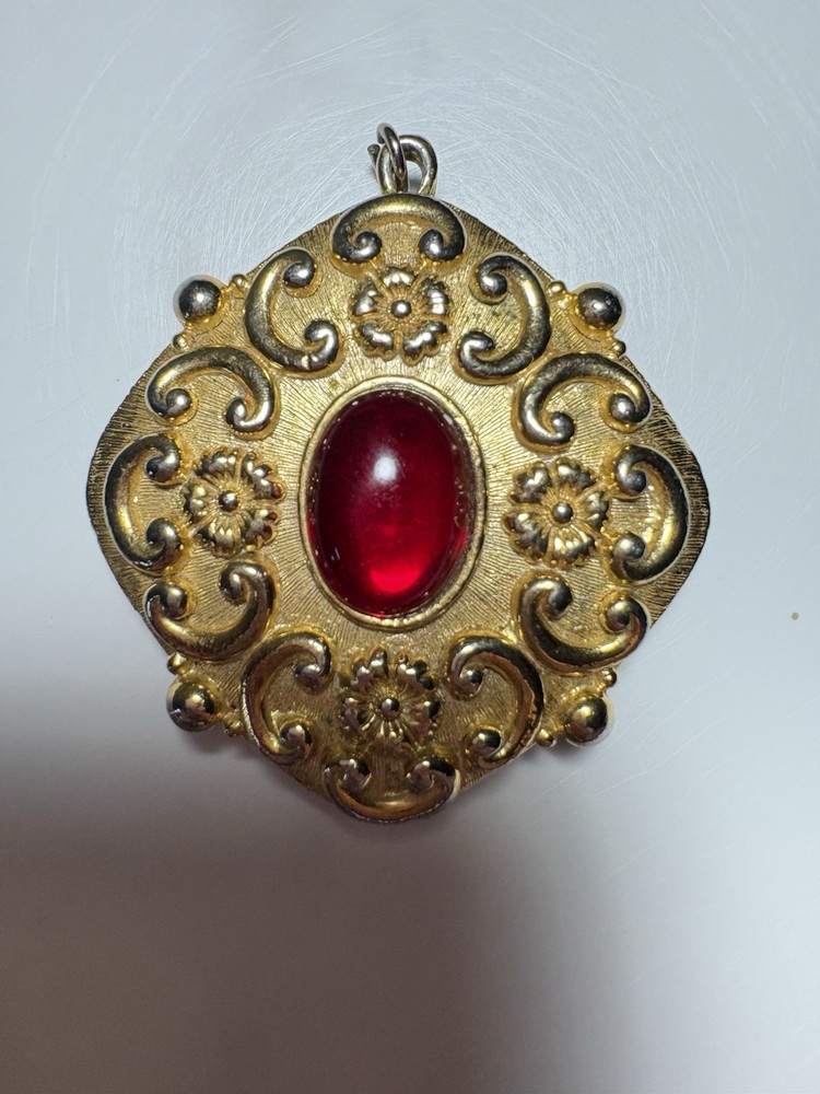 VINTAGE REVLON INTIMATE Solid Perfume Compact Pendant Gold Tone