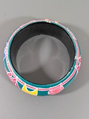 Vintage Hand Painted Wide Bangle Bracelet Summer Clothes Swimming 8.5 in
