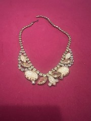 Vintage Champagne Rhinestone Choker Molded Art Glass & Crystal 50s Hollywood