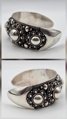 Vintage SIAM 925 Sterling Silver Granulated Dome Wide Bold Cuff Bracelet *READ*