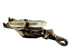 Designer Vintage Sterling Silver Wizard Holding Quartz Crystal Pendant 5g 1.5 In