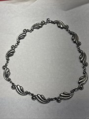 Vintage Danecraft Art Deco Chain Necklace 15 1/2 In Sterling Silver