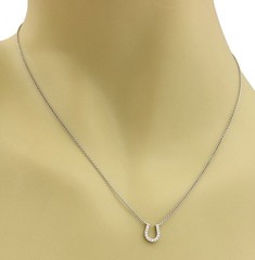 Tiffany & Co. Horseshoe Diamond 18k White Gold Pendant Necklace 16″