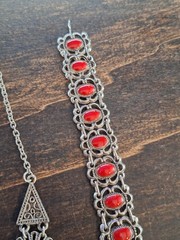 Vintage Moroccan SOUVENIR DU MARCO Jewelry Set Necklace Link Bracelet Hamsa Hand