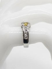$12,000 2.50ct VS G & Fancy Intense Yellow Diamond Platinum Wedding Ring 13g