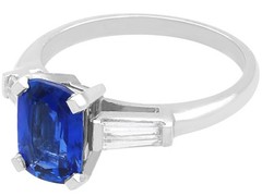 Art Deco 2.38Ct Burmese Sapphire and 0.30Ct Diamond Platinum Ring Circa 1930