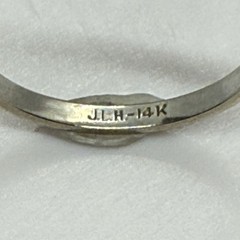 Art Deco 1930s 14K White Gold Wedding Band Blossom Design 2mm Size 7.75 Hallmark