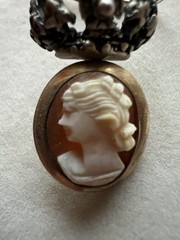 ARTISAN HANDCRAFTED CAMEO AND CROWN PIERCED VICTORIAN STYLE EARRINGS