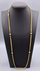 Vintage Monet Gold Tone Triple Chain Knotted Gold Tone Beads Station Necklace