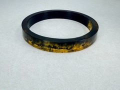 Vintage Black Amber Marbled Resin / Acrylic Bangle Bracelet Retro Minimalist