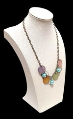 VTG Classic Dragonfly Colors Long Flat Beaded Everyday Statement Necklace 19″