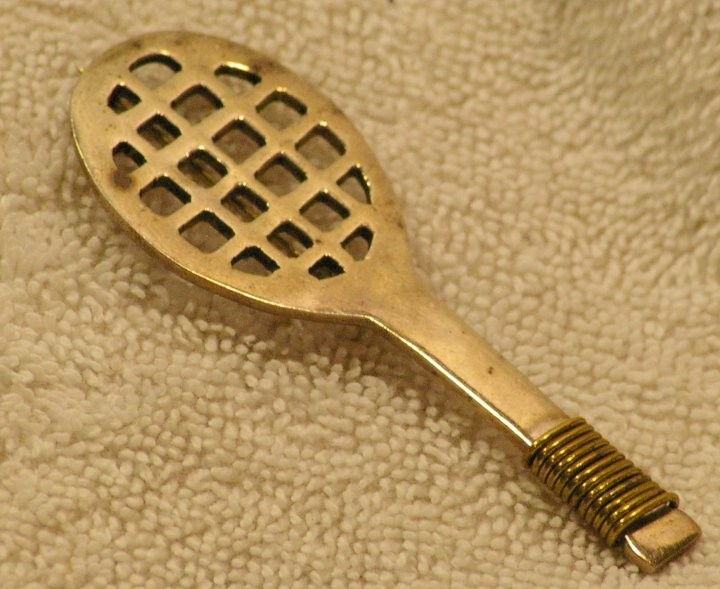 Vintage Tennis Racket Sterling Silver Brooch/Pin Racquet from 1970s, or 1950s