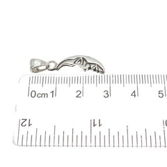925 Sterling Silver Vintage Man in the Moon Crescent Oxidized Charm Pendant