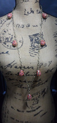 LC Station Necklace Cabochon Encrusted Mogul Sautoir Lavalier Pear Shaped Charms