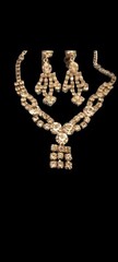 Vintage La Roco crystal necklace Clip on Earrings statement signed costume