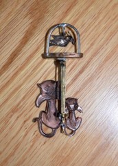 VTG Cat Pin Brooch Copper Mixed Metals Cats Dove Bird Modern Art K&T Siamese
