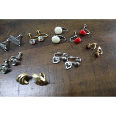 Vintage Clip On and Screw Back Earring Lot 14 Pairs Mixed Metals Rhinestone