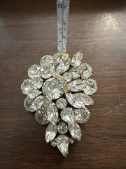 Vintage Weiss Rhinestone Brooch Statement Pin Crystal Silver Tone Gold Accent