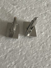 Cufflinks Mr X Sterling brushed and polished silver Tone bullet backs 3/4″