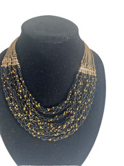 VNT Lot of 3 Statement Necklaces Chunky Beaded Layered Bib Black Torquise Gold T