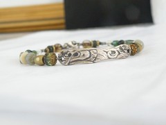 Vintage 999 Fine Sterling Silver Artisan Signed KVK Rustic Bracelet 8″