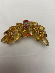 Vintage Juliana Delizza and Elster Amber and Red Brooch Pin