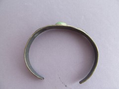 VINTAGE OLD PAWN STERLING OVAL GREEN TURQUOISE TOOL ARROW FEATHER CUFF BRACELET
