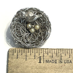 Pair of Silver Tone Brooches Bird & Nest w/Faux Pearl Eggs + Avon Brooch/Pendant