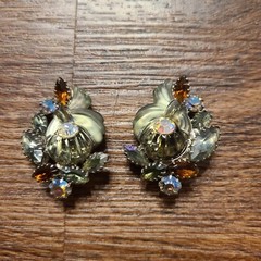 Vintage Edlee Signed Rhinestones Clip On Earrings