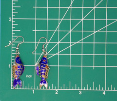 Vintage Cloisonné Blue Enamel Koi Fish Dangle Articulated Earrings French Wire