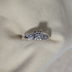 Vintage 14K Two-Tone Gold Diamond Illusion Ring Art Deco Size 5 1.73g LS
