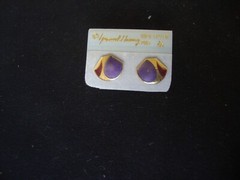 VINTAGE SAMUEL HUANG DESIGNER CLOISONNE RETRO MOD PURPLE & RED STUD EARRINGS