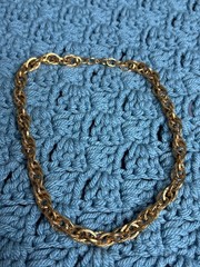 Vintage Textured Goldtone Chain Necklace Spring Ring 15 inches Long
