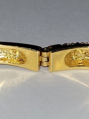 Red White Rhinestone Goldtone Hinge Bangle Bracelet Glam Fashion CostumeJewelry