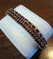 Vintage 1990s Sterling Garnet CZ Tennis Bracelet 37grams See Pics/Description