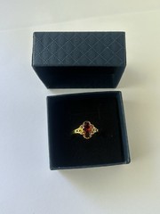 Vintage Red Cubic Zirconia Ring Gold Plated Womens Size 9.5