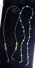 TWO UNIQUE HANDMADE EYEGLASS HOLDERS TURQUOISE / GEMSTONES 25″ J88CR YC16