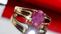 10k yellow gold sz 4.5 ring 0.80ct natural, treated ruby solitaire 1.47gr Nissko