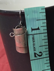 Sterling Silver Hammered Texture Dangle Earrings Cylindrical Unique 1 3/4″ ~ 10g