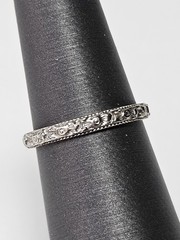 Vintage 1933 Art Deco 18k White Gold Orange Blossom Band Ring