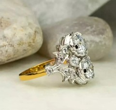 3Ct Art Deco Style Round Cut Lab Created Diamond Anniversary 14K Gold FN Ring