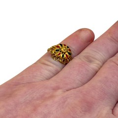 1.4g Vintage Retro 18k Gold Wash Sterling Silver 925 Mughal Enamel Band Ring S 4
