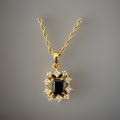BLACK ONYX CZ CUBIC ZIRCONIA GOLD TONE CHAIN NECKLACE EARRINGS SZ SET