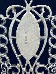 Vintage French DLH DEPOSE Necklace Bib Statement Pewter Purple 14.5″ Costume