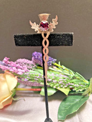Estate 1950’s WB Simulated Amethyst Scottish Thistle Sterling Silver Brooch
