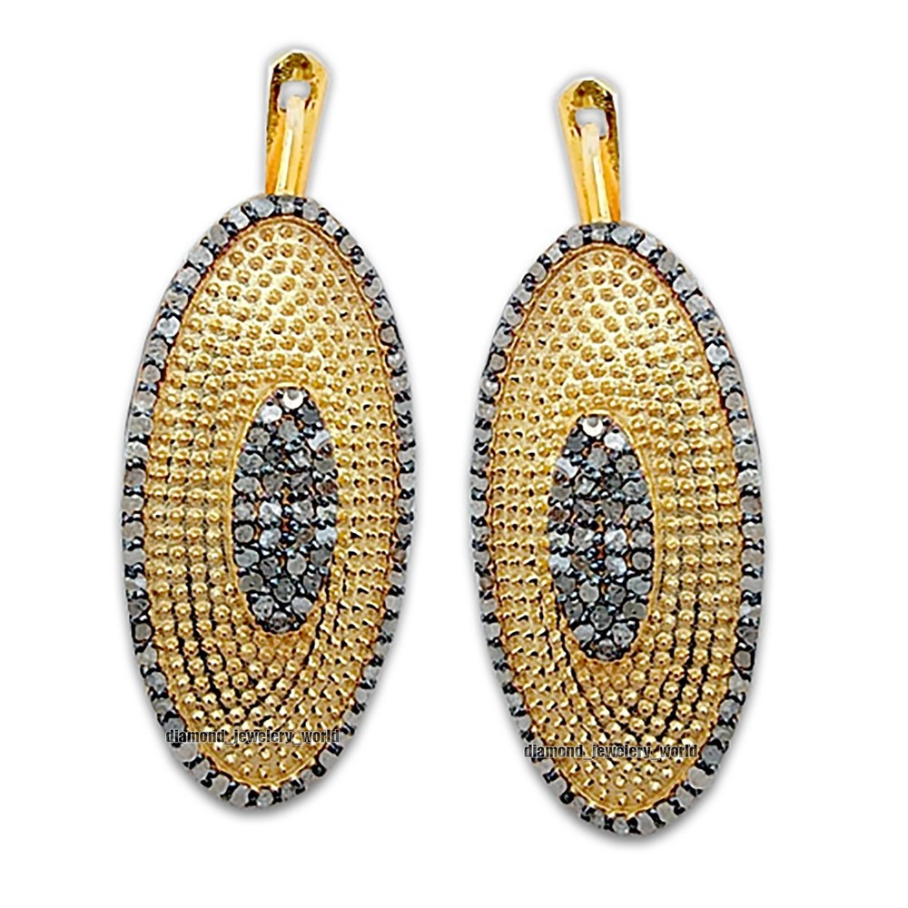 Vintage Style 2.25ctw Genuine Old Mine Rose Cut Diamond Silver Earring Jewellery