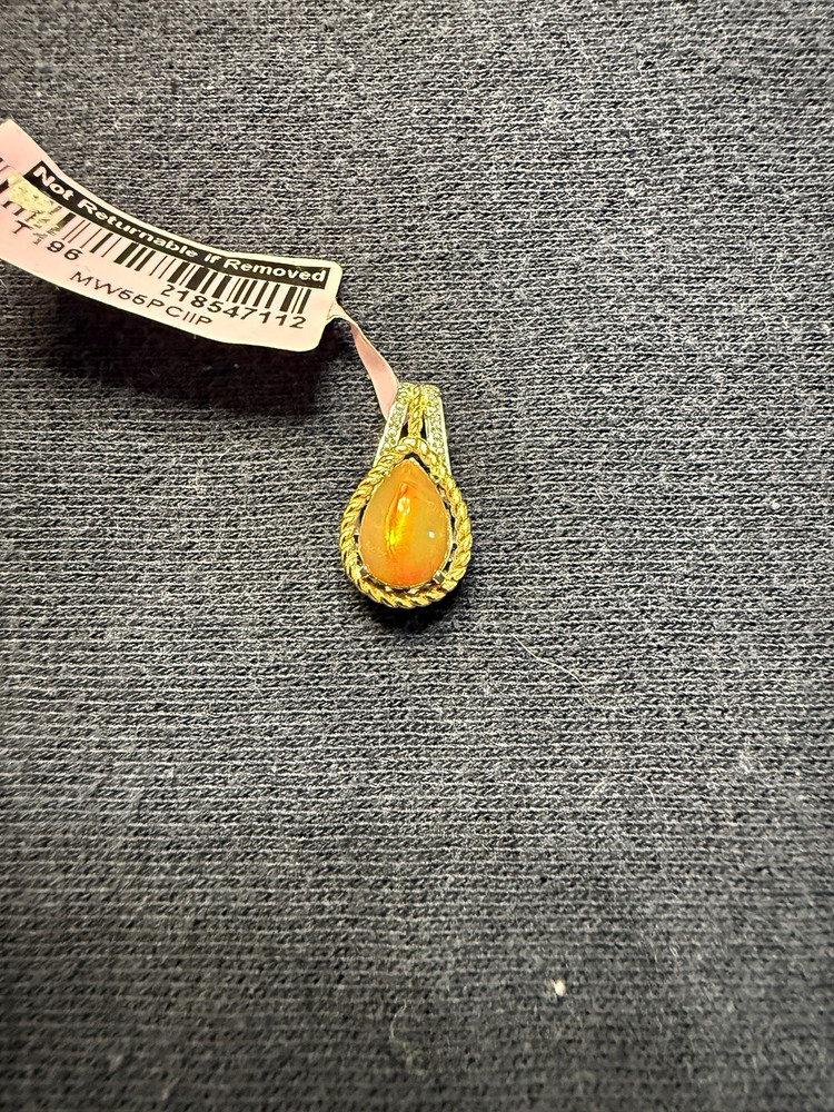 Le Vian 14K Gold African Fire Opal Diamond Pendant 1.40ct Teardrop