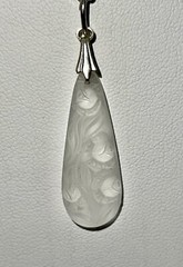 Art Deco Crystal Floral Frosted Molded Glass Pendant Necklace & Earring Set