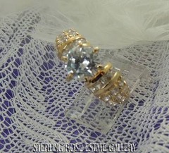 9 mm CUBIC ZIRCONIA VERMEIL over Sterling Silver 0.925 Estate Engage RING size 8